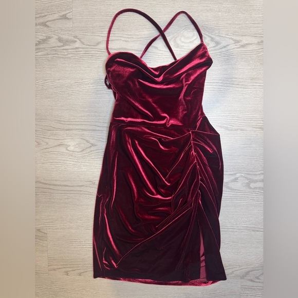 Amanda Uprichard Jasalina Velvet Mini Dress in Wine Red Size‎ S - Picture 3 of 11